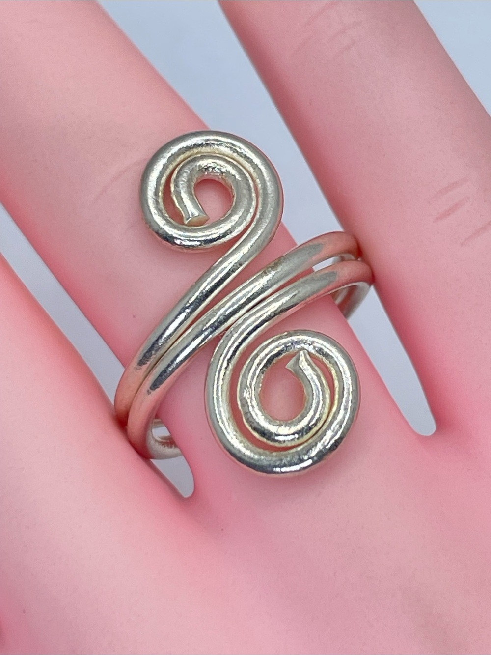 Vintage Mexico Silver Spiral Wrap Ring Southwestern Statement Boho